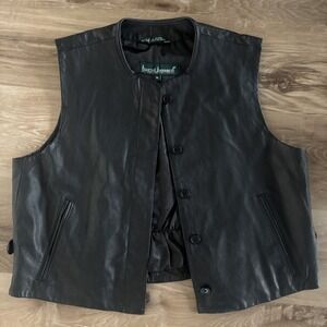 Harve Bernard Benard Holtzman Leather Vest Size PL Business‎ Casual Biker VTG